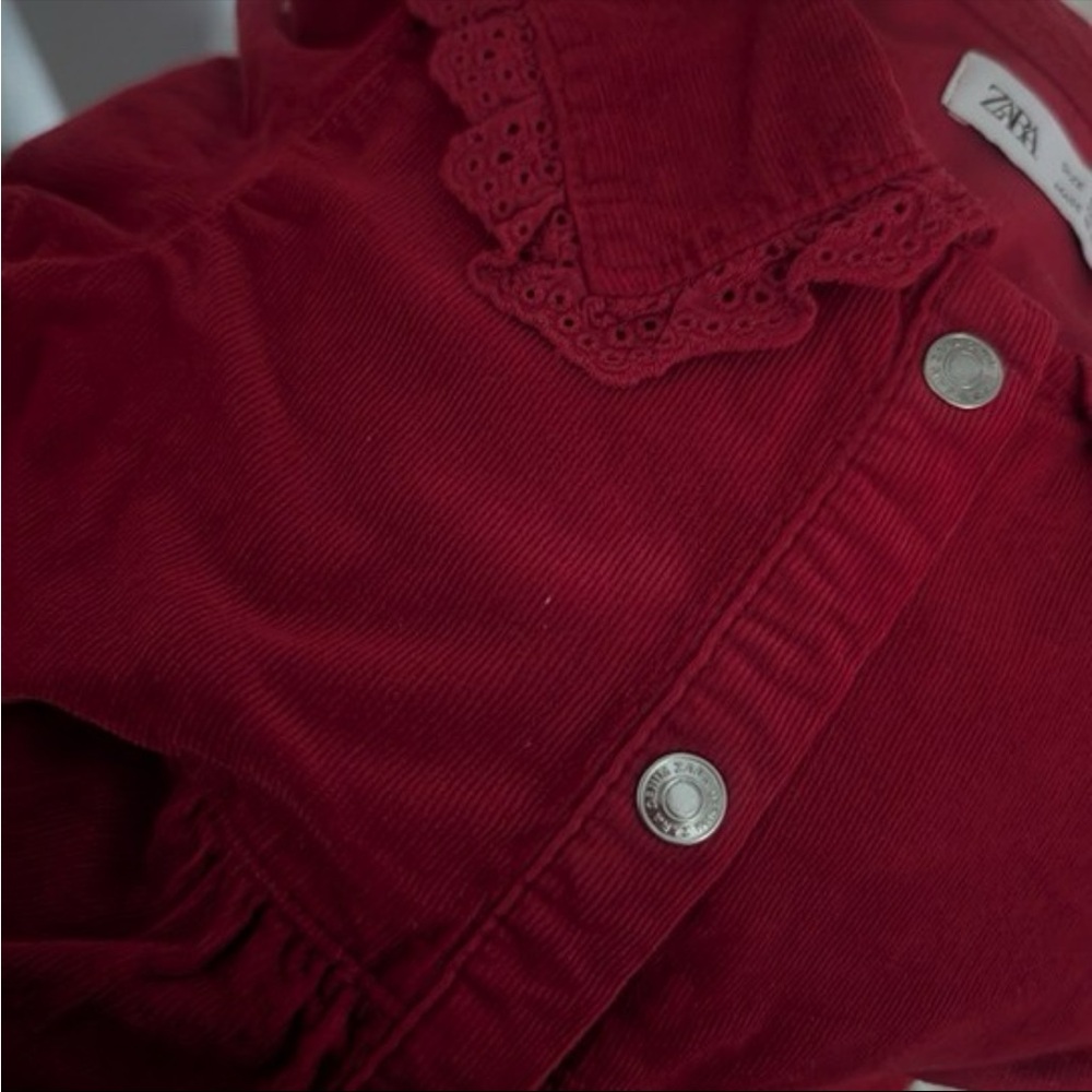 Zara red corduroy holiday Christmas dress 3/4y - Picture 4 of 6